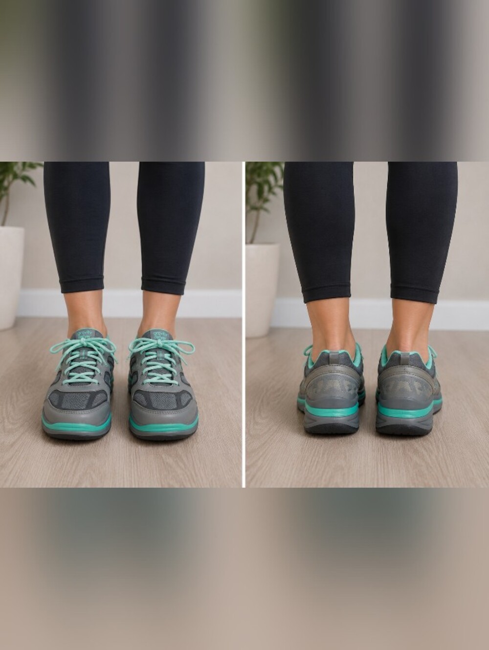 gravity defyer gray mint green athletic walking shoes comfort sneakers 7.5